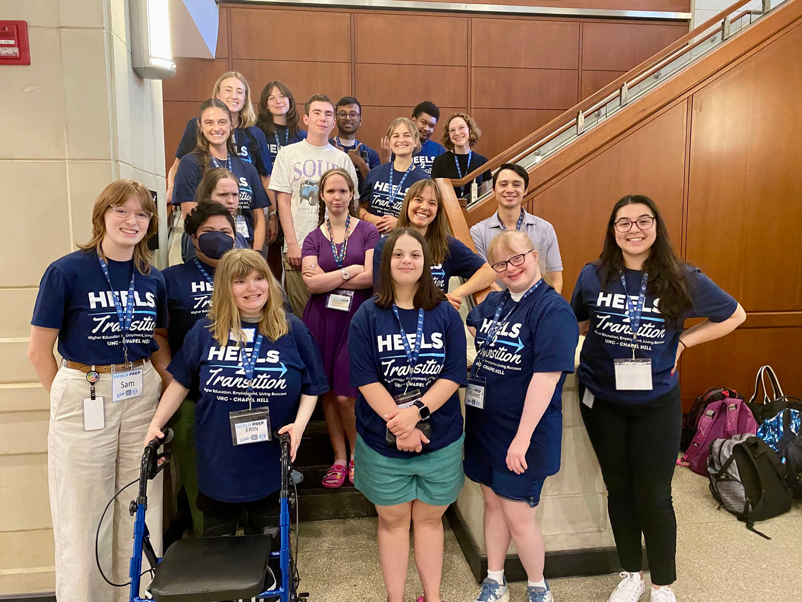 HEELS Week Away Summer 2025 group shot on the stair of Bondurant Hall. Group of participants along with faculty and students.