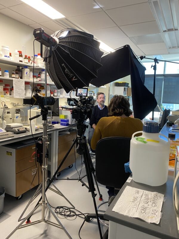 Wolfgang and Robbie during video shoot in Fall 2025